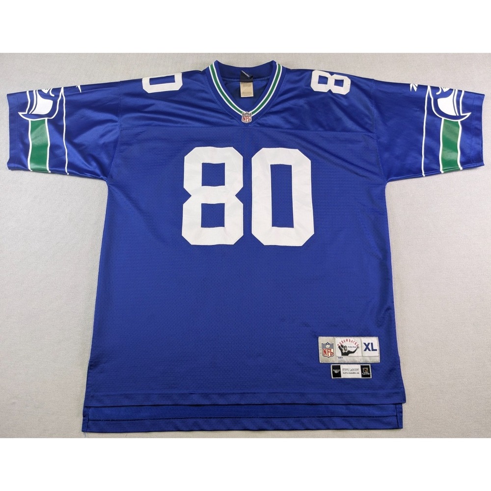 Seattle Seahawks Jersey Mens XL Blue Reebok Steve Largent Stitched Retro 80s NFL